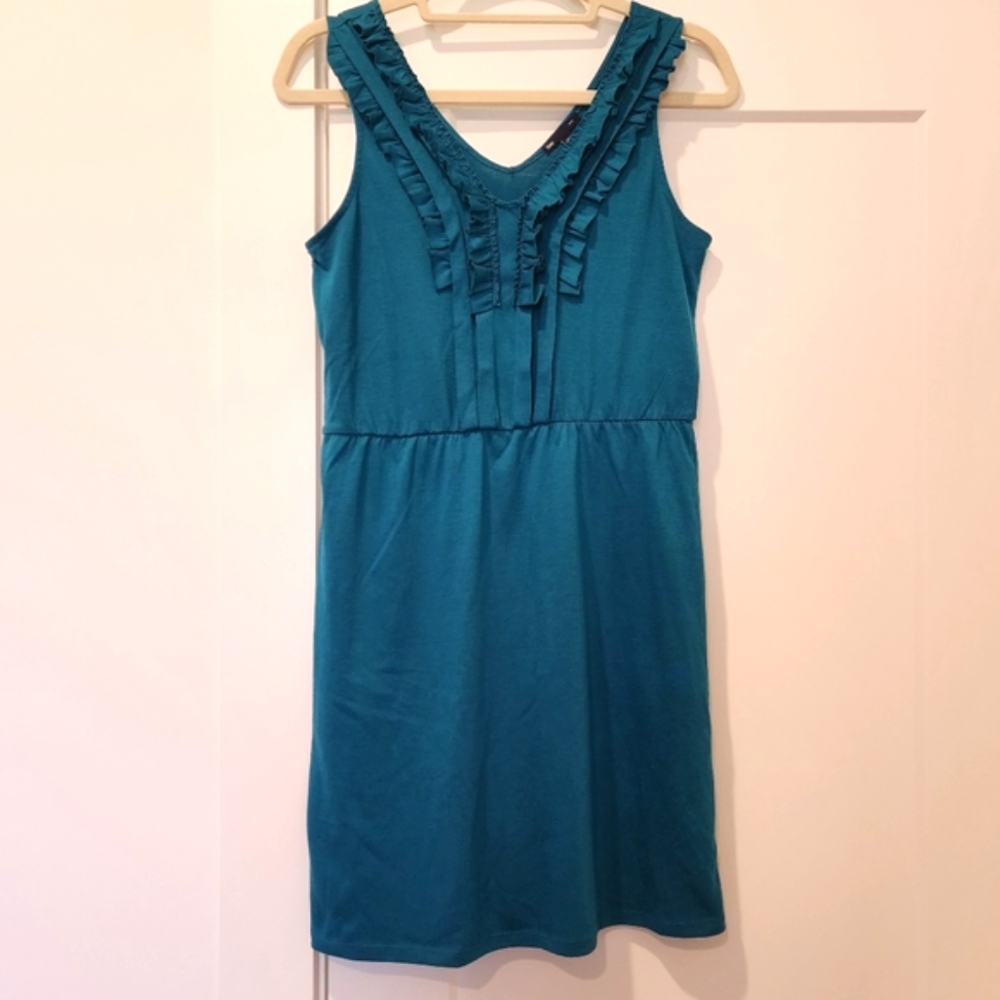 Gap Teal Sleeveless Dresss with Ruffles Size S
